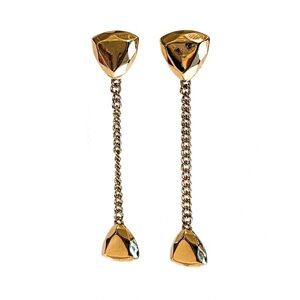 NEW - Chic Day to Night Gold Geometric Triangular Drop Dangle Chain Earrings